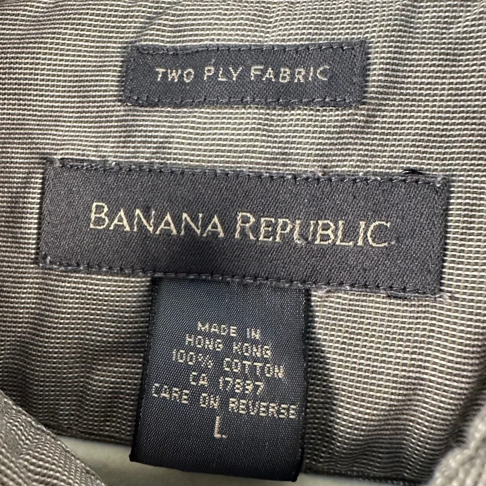 Banana Republic Mens Large Khaki Two Ply Cotton Long Sleeve Button Down Shirt